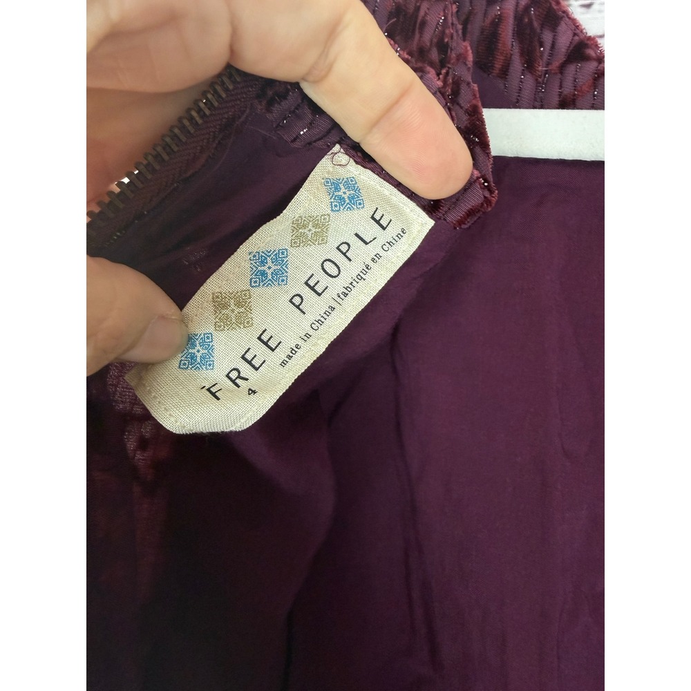 Free People Whimsigoth Plum Velvet Floral Dress - Picture 3 of 7